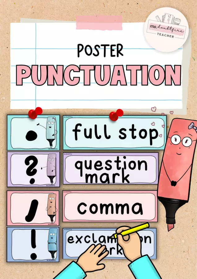 Poster punctuation marks | English writing (La punteggiatura | Scrittura in inglese) Flashcard - Poster punctuation marks | English writing (La punteggiatura | Scrittura in inglese) - ms.doubtfire - Pagina di copertina