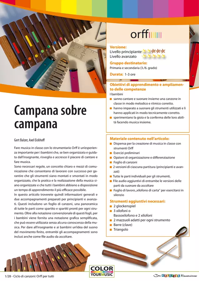 Campana sopra campana - Raccolta di materiali Audio - Campana sopra campana - Raccolta di materiali - Das kreative Klassenzimmer (La classe creativa) - Pagina di copertina