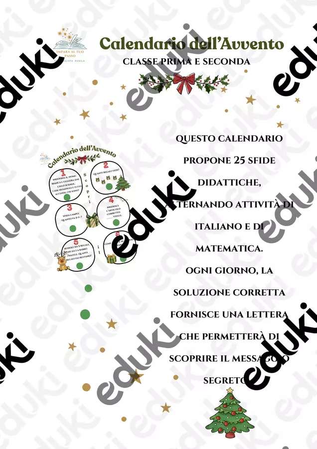 Calendario dell'avvento cl 1-2 Esercizi - Calendario dell'avvento cl 1-2 - Impara al tuo passo - Pagina di copertina
