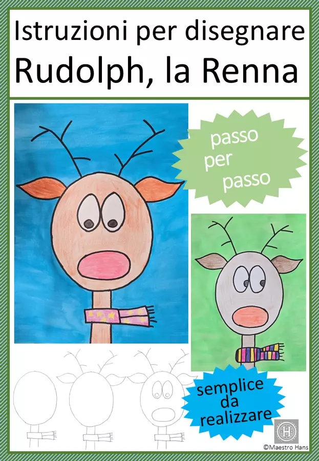 Lavoretto: Rudolph, la renna Materiale per pittura e bricolage - Lavoretto: Rudolph, la renna - Maestro Hans - Pagina di copertina
