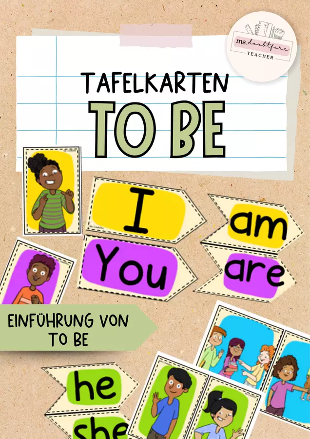 Il verbo "To be" Carte da lavagna | Simple Present Presentazioni / Lavagne - Il verbo "To be" Carte da lavagna | Simple Present - ms.doubtfire - Pagina di copertina