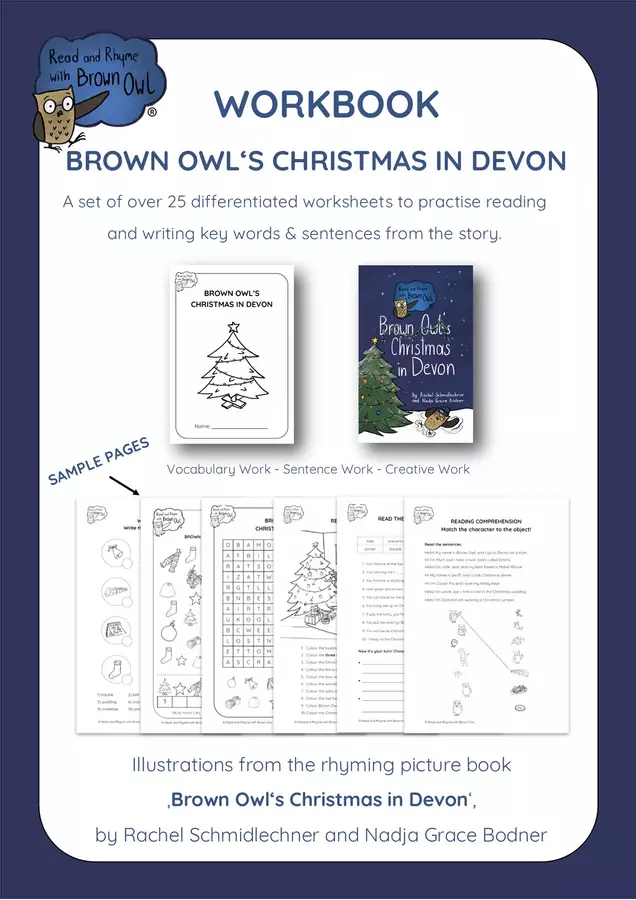Christmas in Devon - WORKBOOK or WORKSHEETS Esercizi - Christmas in Devon - WORKBOOK or WORKSHEETS - Read and Rhyme with Brown Owl - Pagina di copertina