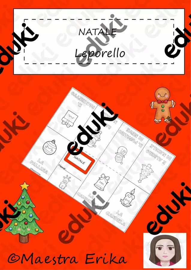Leporello di Natale con immagini da colorare Giochi - Leporello di Natale con immagini da colorare - Maestra Erika - Pagina di copertina
