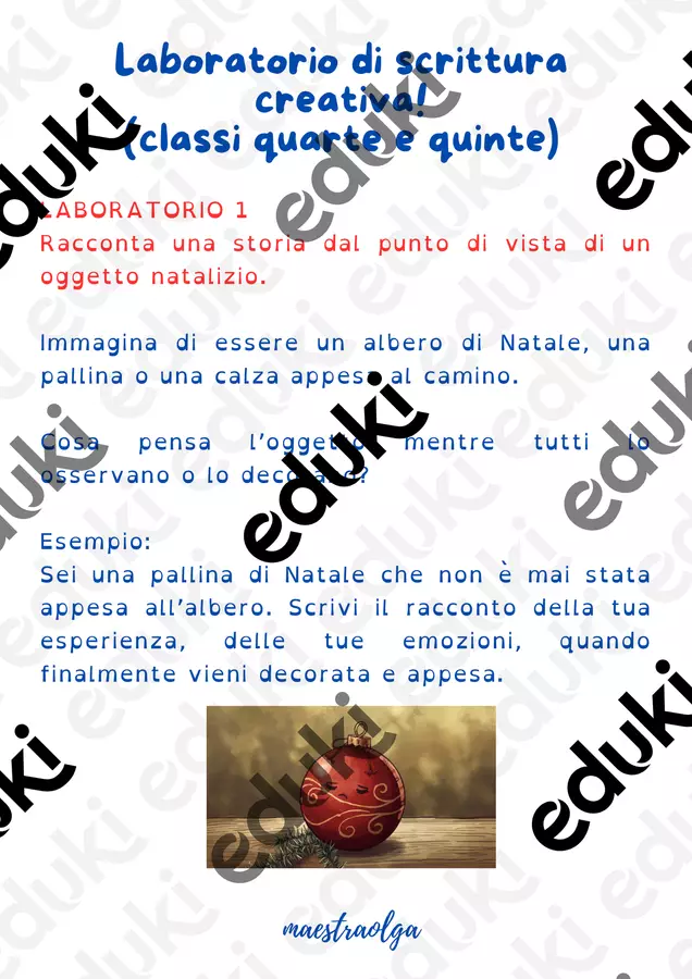 Inchiostro di Natale: Laboratorio di scrittura creativa! (classi quarte e quinte) Esercizi - Inchiostro di Natale: Laboratorio di scrittura creativa! (classi quarte e quinte) - maestraolga88 - Pagina di copertina