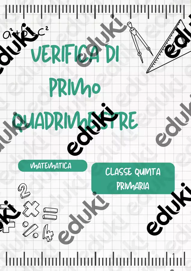 VERIFICA DI PRIMO QUADRIMESTRE MATEMATICA CLASSE QUINTA Esercizi - VERIFICA DI PRIMO QUADRIMESTRE MATEMATICA CLASSE QUINTA - Maestra Nada - Pagina di copertina