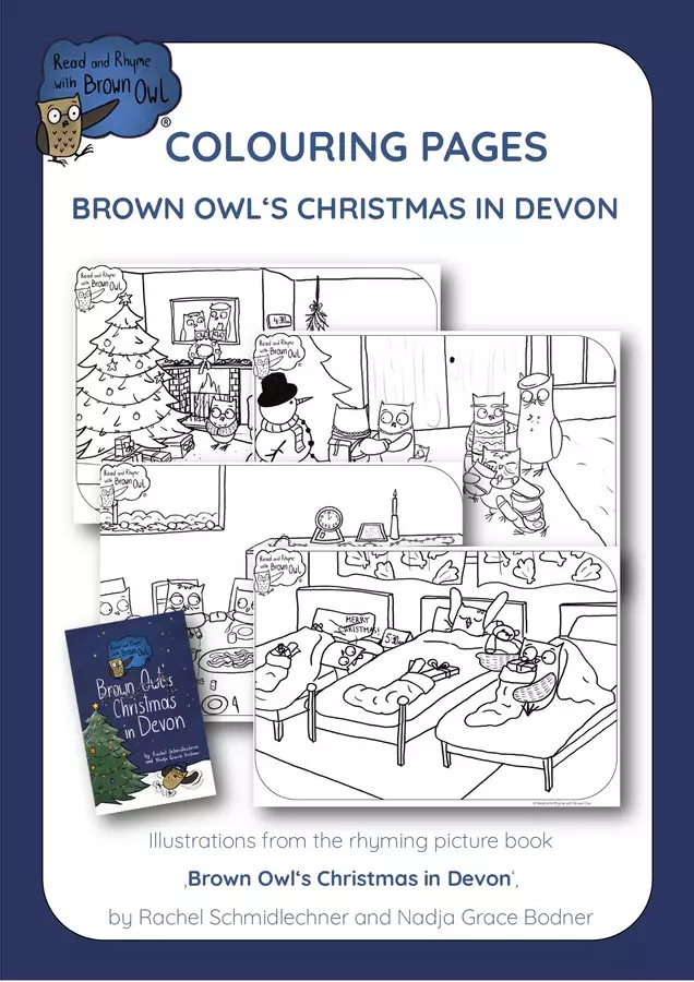 Christmas in Devon - COLOURING PAGES Materiale per pittura e bricolage - Christmas in Devon - COLOURING PAGES - Read and Rhyme with Brown Owl - Pagina di copertina