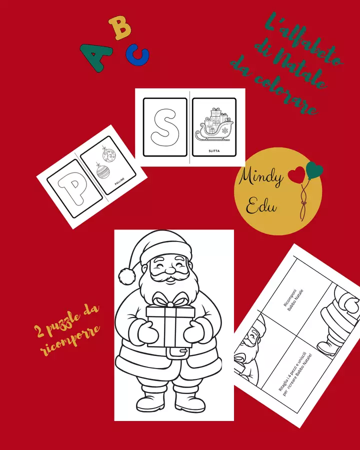 ALFABETO DI NATALE da colorare Giochi - ALFABETO DI NATALE da colorare - Mindy Edu_Ped - Pagina di copertina
