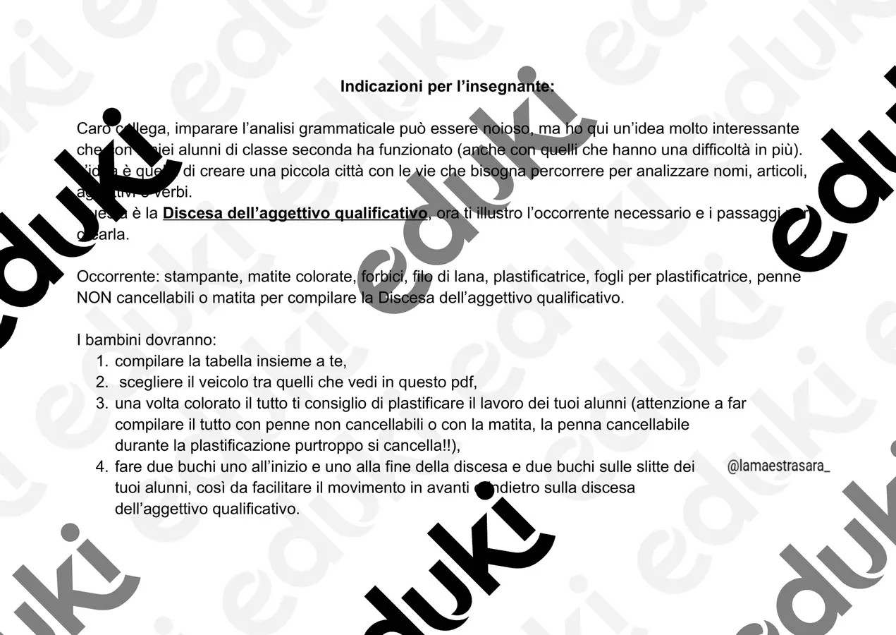 Analisi grammaticale: la discesa dell'aggettivo qualificativo Materiale di supporto/inclusione - Analisi grammaticale: la discesa dell'aggettivo qualificativo - lamaestrasara_ - Pagina di copertina