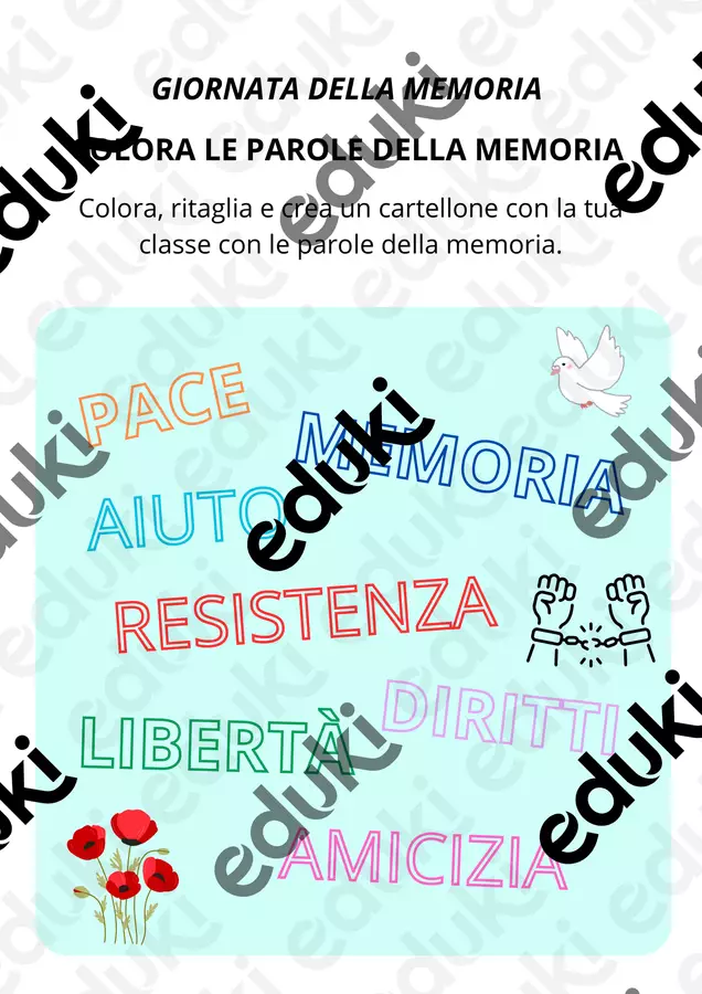 Le parole della memoria Esercizi - Le parole della memoria - Educatrice Valù - Pagina di copertina