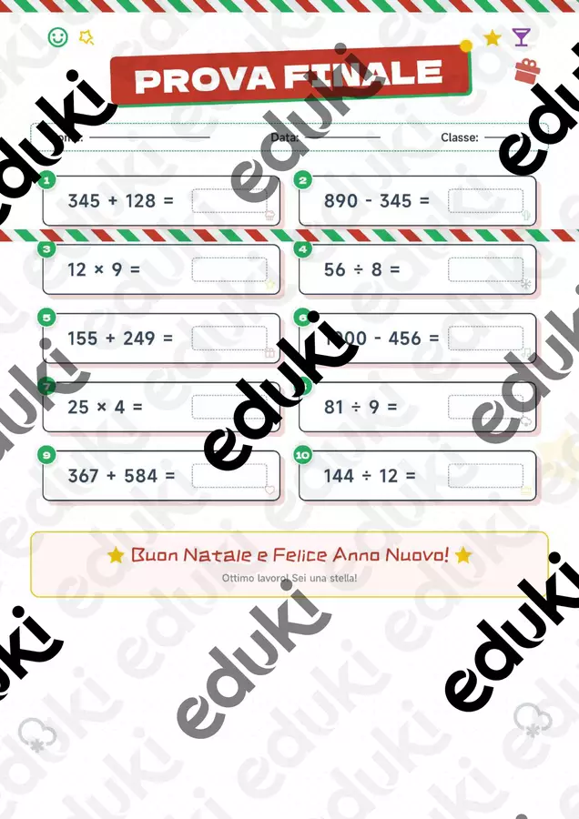 MATEMATICA DI NATALE – PACCHETTO DI SCHEDE (CLASSE 4ª/5ª) Esercizi - MATEMATICA DI NATALE – PACCHETTO DI SCHEDE (CLASSE 4ª/5ª) - la_maestra_in_equilibrio - Pagina di copertina