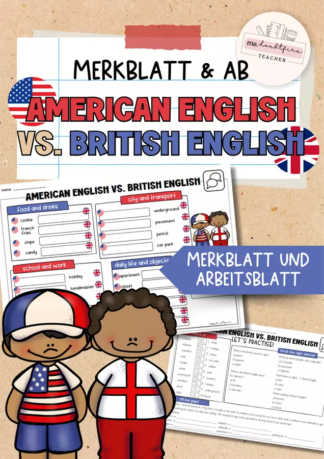 American English vs. British English | USA | Cultura e civiltà Esercizi - American English vs. British English | USA | Cultura e civiltà - ms.doubtfire - Pagina di copertina