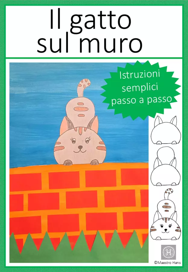 Lavoretto: il gatto sul muro Materiale per pittura e bricolage - Lavoretto: il gatto sul muro - Maestro Hans - Pagina di copertina