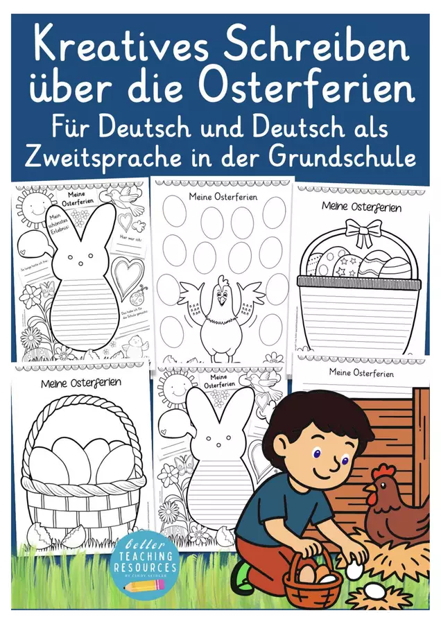 Attività di scrittura creativa sulle vacanze di Pasqua – Tedesco Deutsch über die Osterferien schreiben I Ostern Esercizi - Attività di scrittura creativa sulle vacanze di Pasqua – Tedesco Deutsch über die Osterferien schreiben I Ostern - Better Teaching Resources - Pagina di copertina