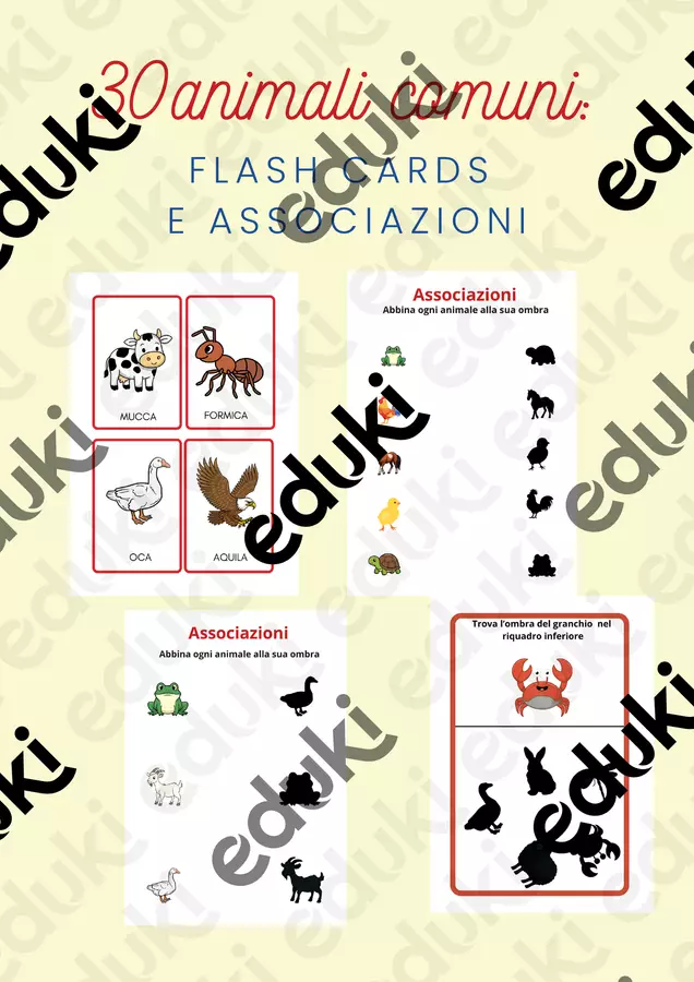 30 animali comuni: flash cards e associazioni Flashcard - 30 animali comuni: flash cards e associazioni - Mindy Edu_Ped - Pagina di copertina