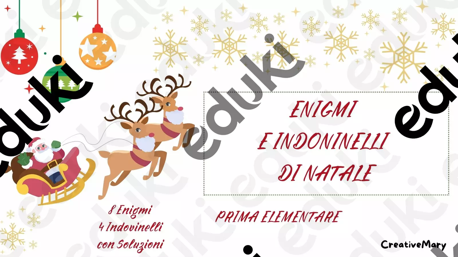 Enigmi e Indovinelli di Natale.Prima Elementare Esercizi - Enigmi e Indovinelli di Natale.Prima Elementare - CreativeMary - Pagina di copertina