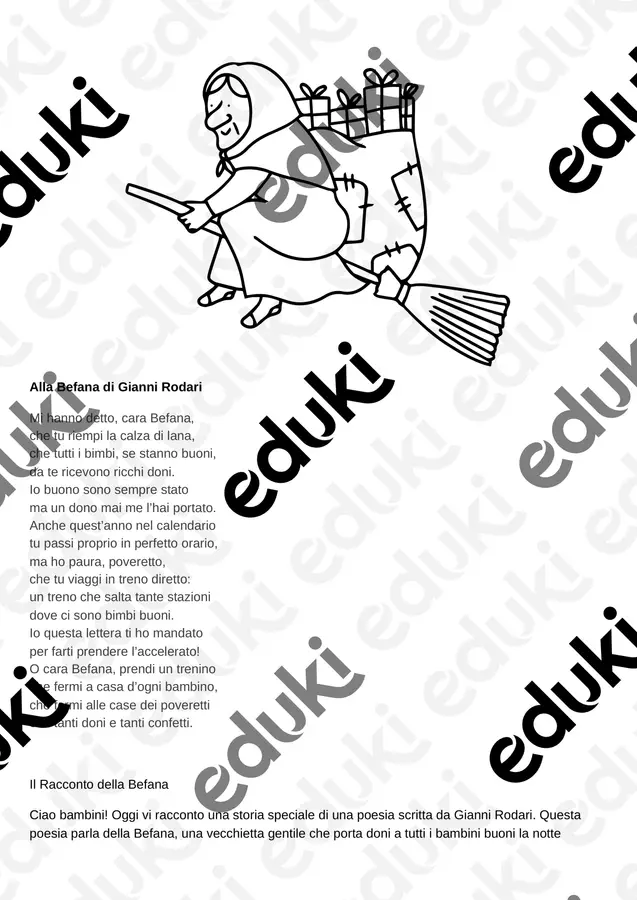 Alla Befana di Gianni Rodari Schede informative - Alla Befana di Gianni Rodari - Maestra Rosanna - Pagina di copertina