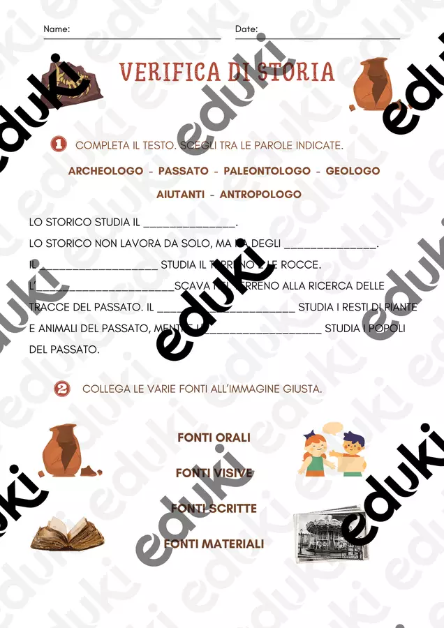 VERIFICA DI STORIA- la storia e lo storico Esercizi - VERIFICA DI STORIA- la storia e lo storico - MaestraMammaChiara - Pagina di copertina