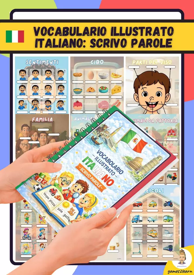 VOCABULARIO ILLUSTRATO ITALIANO: SCRIVO PAROLE (Accoglienza) Esercizi - VOCABULARIO ILLUSTRATO ITALIANO: SCRIVO PAROLE (Accoglienza) - games2learn - Pagina di copertina