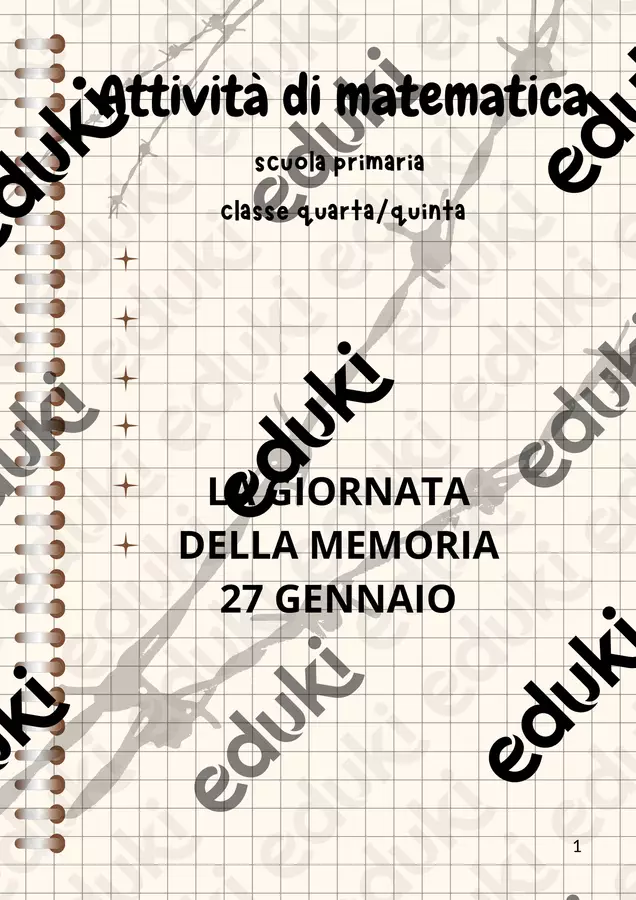 La giornata della memoria (attività di matematica classe quarta/quinta scuola primaria) Esercizi - La giornata della memoria (attività di matematica classe quarta/quinta scuola primaria) - Maestra Nada - Pagina di copertina