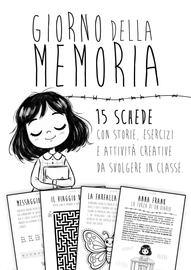 Giorno della Memoria - Storie, attività ed esercizi. Esercizi - Giorno della Memoria - Storie, attività ed esercizi. - Maestro Francesco - Pagina di copertina