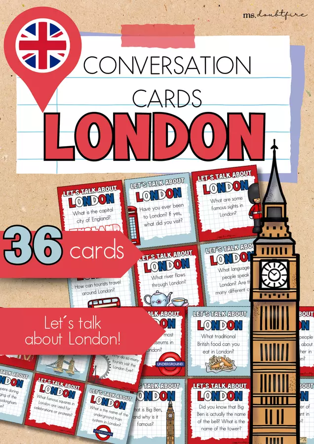 London | Conversation Cards | Speaking Prompts (Londra I Carte per promuovere la produzione orale) Giochi - London | Conversation Cards | Speaking Prompts (Londra I Carte per promuovere la produzione orale) - ms.doubtfire - Pagina di copertina