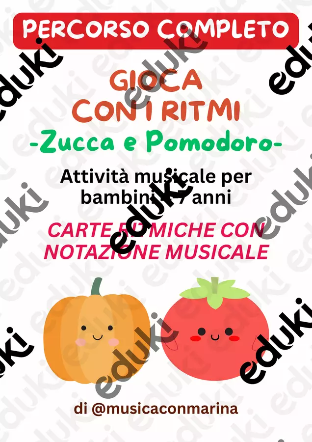 🎵 GIOCA CON I RITMI – Versione zucca-pomodoro Materiale interattivo - 🎵 GIOCA CON I RITMI – Versione zucca-pomodoro - Musica con Marina - Pagina di copertina