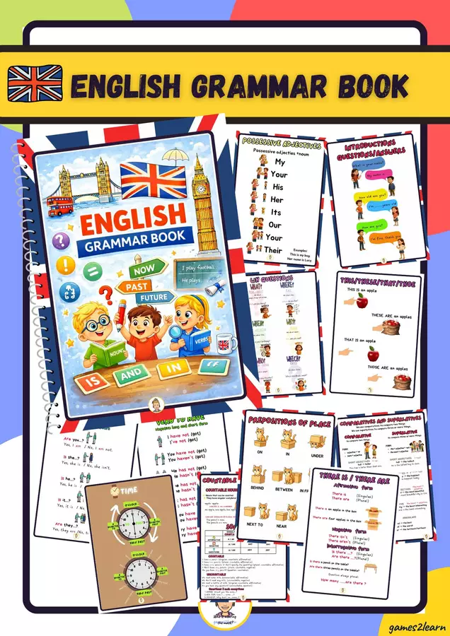 English Grammar Book Materiale di supporto/inclusione - English Grammar Book - games2learn - Pagina di copertina