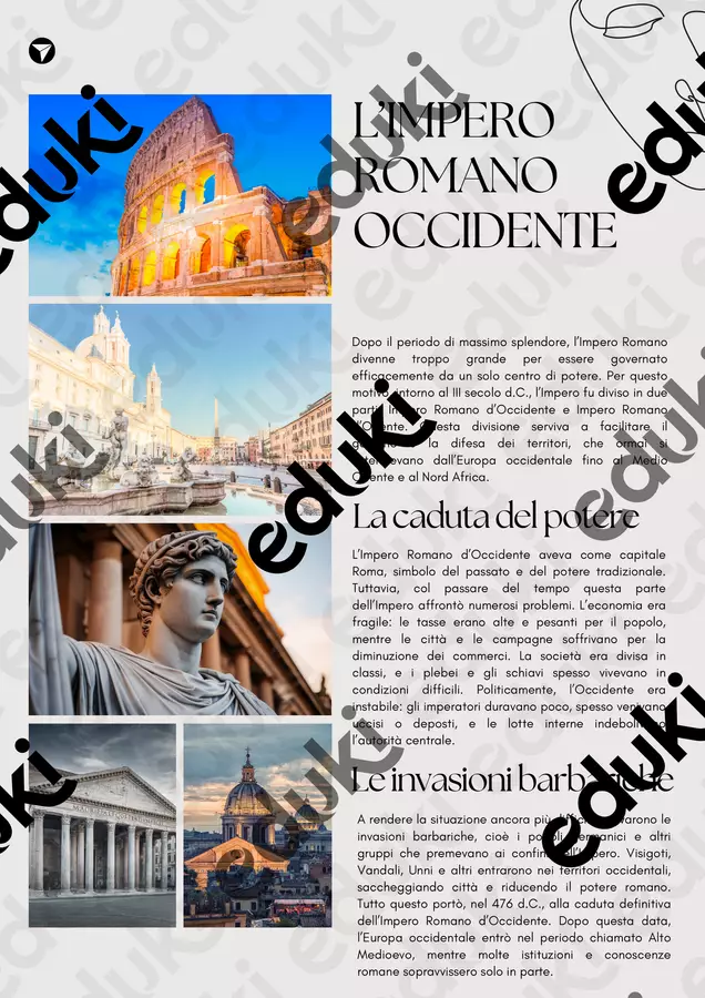 L'Impero Romano - Occidente e Oriente Schede informative - L'Impero Romano - Occidente e Oriente - Apprendimento AI - Pagina di copertina