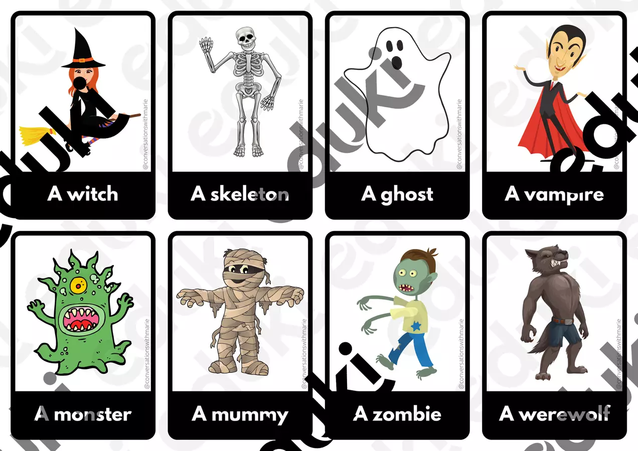 Flashcards Halloween Flashcard - Flashcards Halloween - ConversationsWithMarie - Pagina di copertina