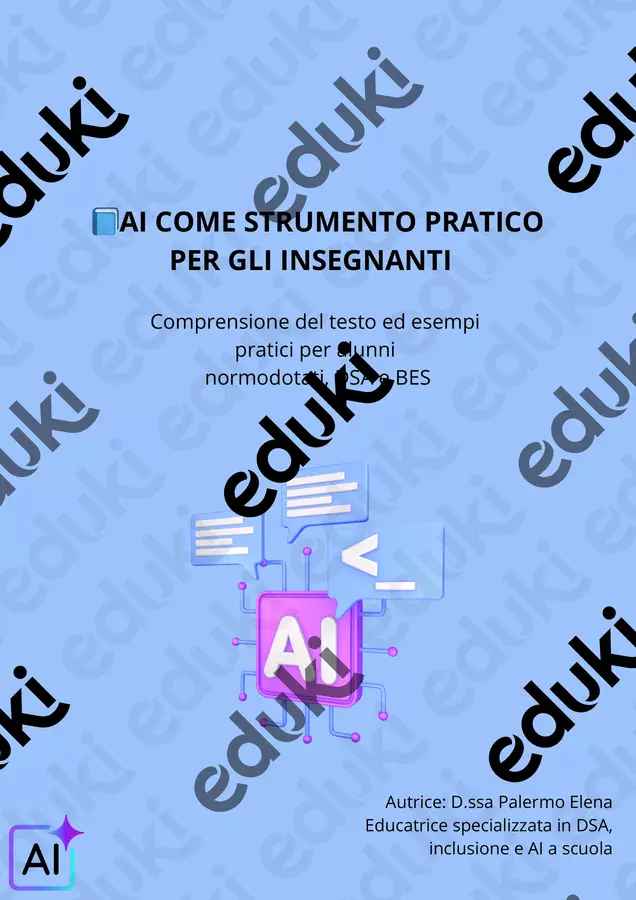 📘AI COME STRUMENTO PRATICO PER GLI INSEGNANTI Materiale di supporto/inclusione - 📘AI COME STRUMENTO PRATICO PER GLI INSEGNANTI - Apprendimento AI - Pagina di copertina