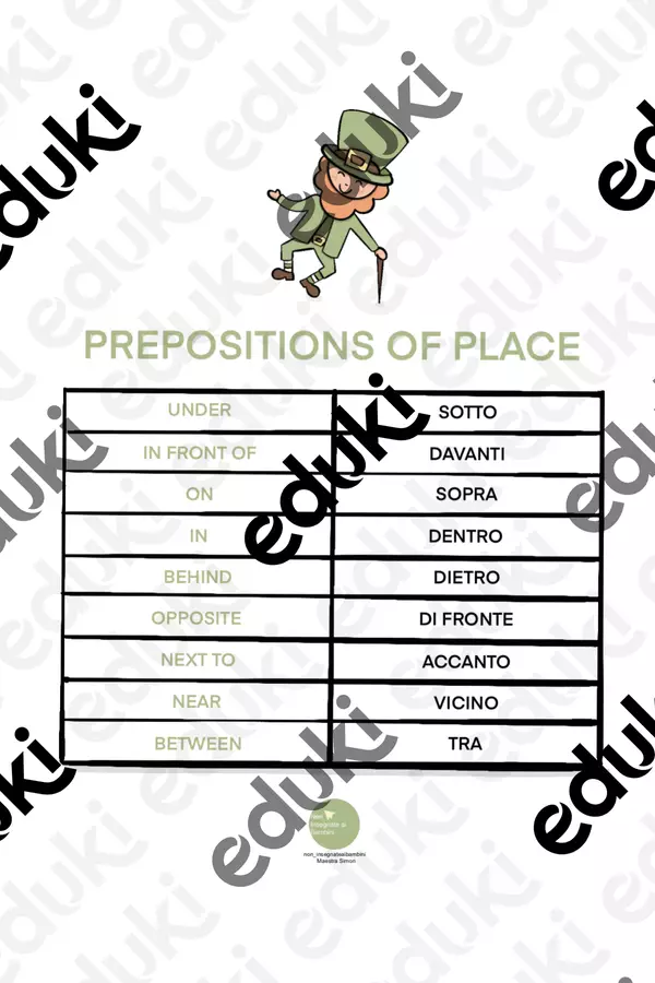 Flashcards ST PATRICK - Prepositions of place Flashcard - Flashcards ST PATRICK - Prepositions of place - non_insegnateaibambini - Pagina di copertina