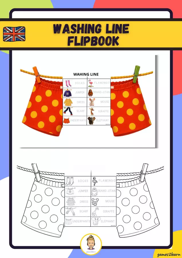 Washing line flipbooks Esercizi - Washing line flipbooks - games2learn - Pagina di copertina