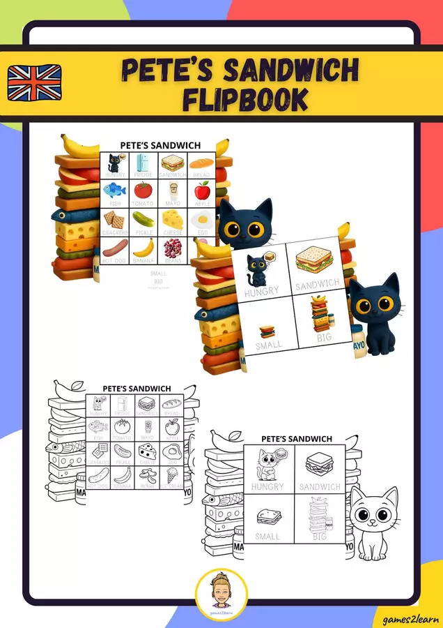 Pete's sandwich flipbooks Esercizi - Pete's sandwich flipbooks - games2learn - Materiali e giochi per l'autunno, Halloween e Natale - Pagina di copertina