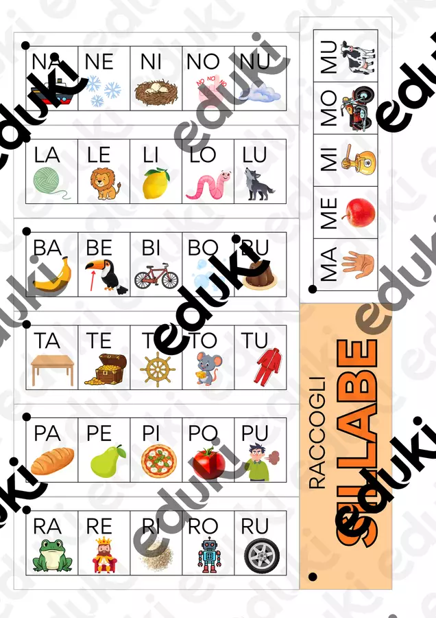 RACCOGLI SILLABE Flashcard - RACCOGLI SILLABE - La maestra Erika - Pagina di copertina