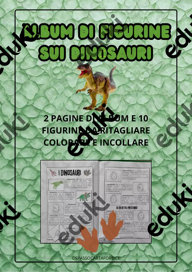 ALBUM DI FIGURINE DEI DINOSAURI 🦖 Flashcard - ALBUM DI FIGURINE DEI DINOSAURI 🦖 - Spassocartaforbice - Pagina di copertina