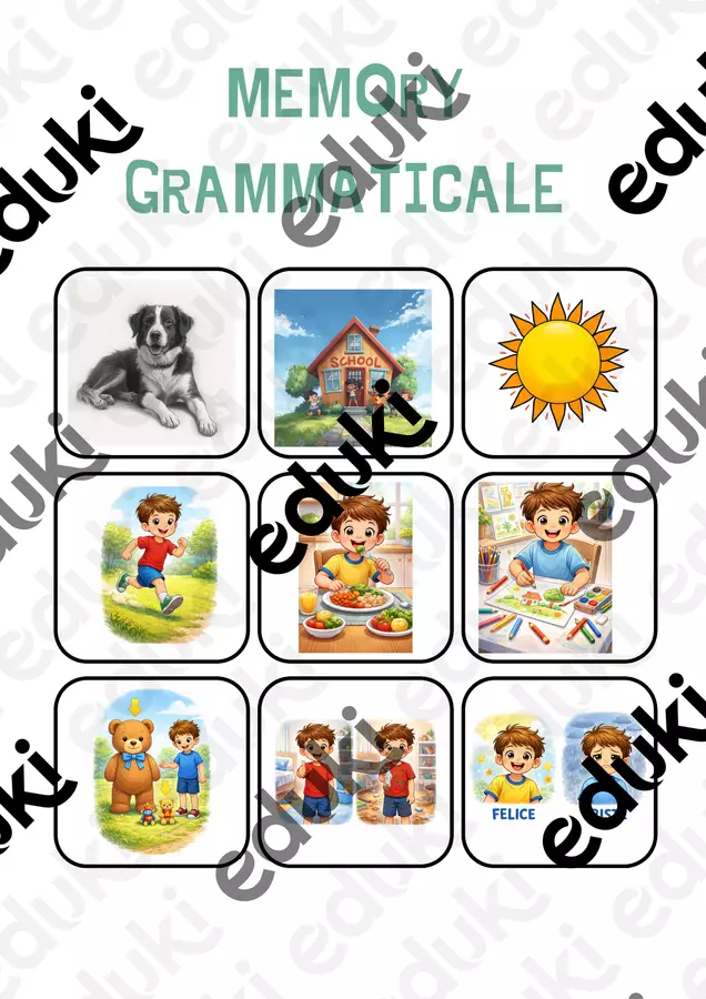 MEMORY GRAMMATICALE (1) Flashcard - MEMORY GRAMMATICALE (1) - Maestra Nicoletta - Pagina di copertina