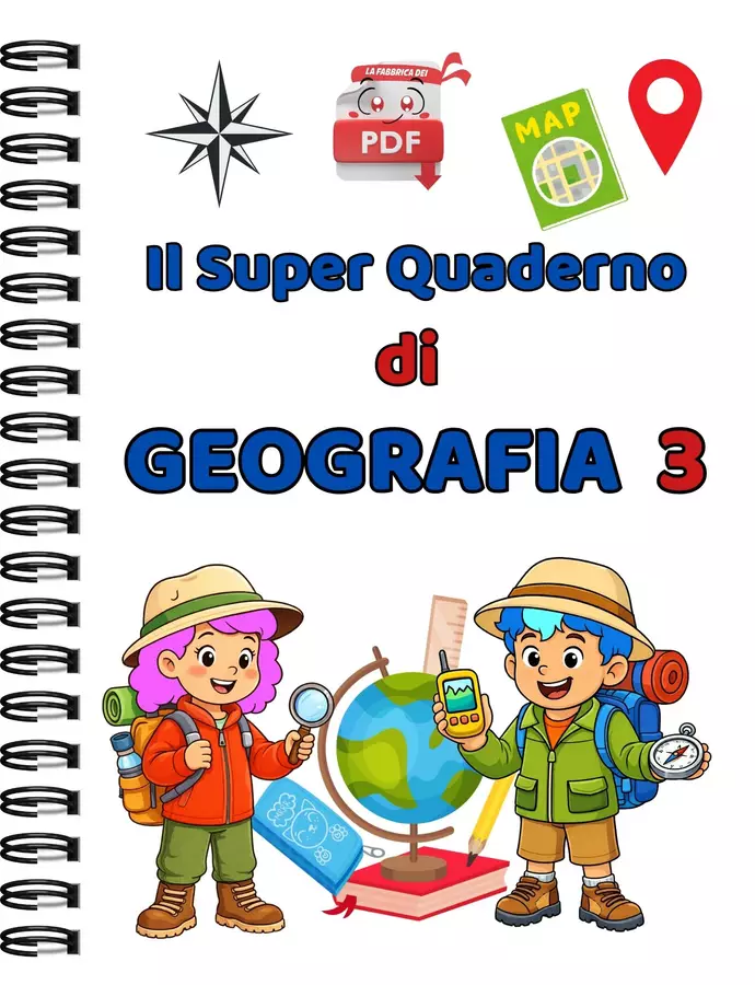 SUPER QUADERNO DI GEOGRAFIA 3 Esercizi - SUPER QUADERNO DI GEOGRAFIA 3 - La Fabbrica dei PDF - Pagina di copertina