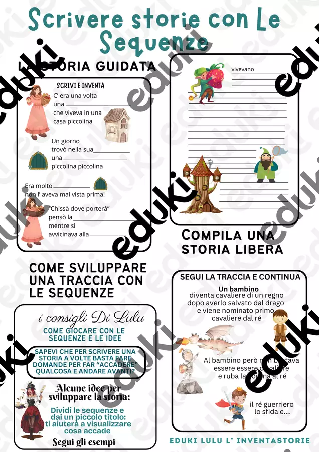 Le sequenze per inventare un racconto e giochi di Lulu Esercizi - Le sequenze per inventare un racconto e giochi di Lulu - Lulu l'InventaStorie - Pagina di copertina