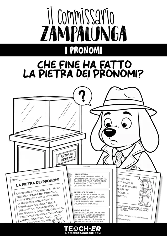 Il Commissario Zampalunga - I Pronomi Esercizi - Il Commissario Zampalunga - I Pronomi - Maestro Francesco - Pagina di copertina