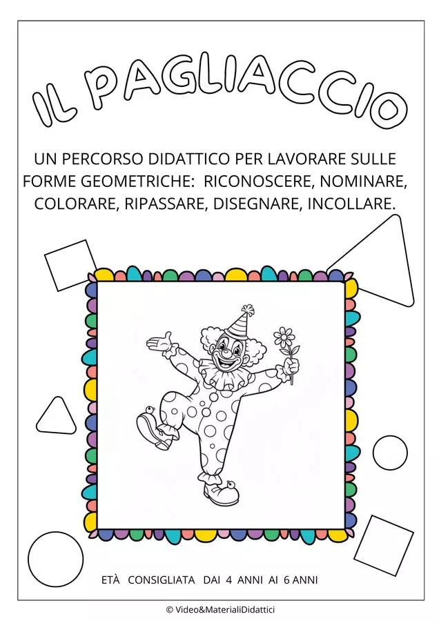 IL PAGLIACCIO E LE FORME GEOMETRICHE Esercizi - IL PAGLIACCIO E LE FORME GEOMETRICHE - Video & Materiali Didattici - Pagina di copertina