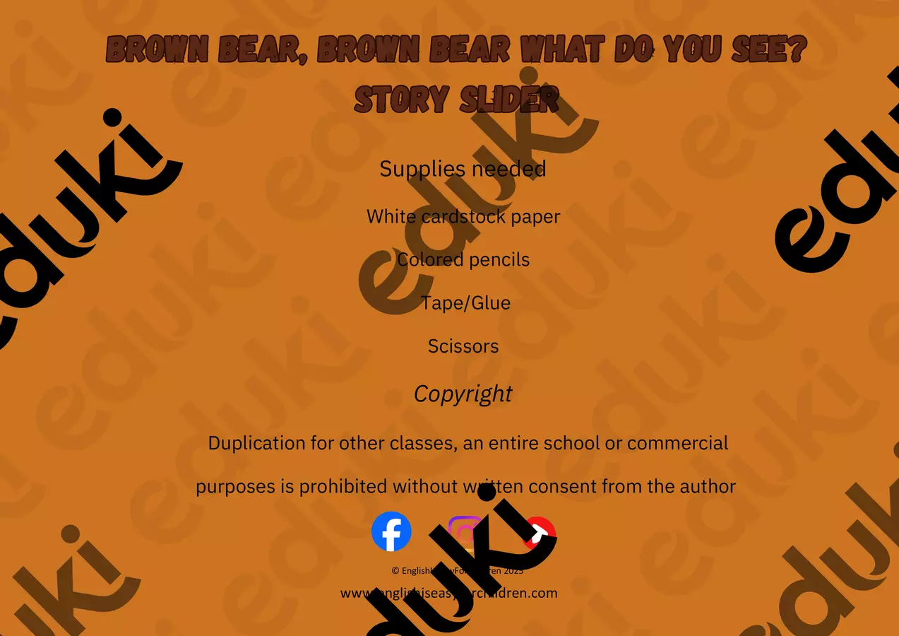Brown Bear Brown Bear - Story slider Materiale di supporto/inclusione - Brown Bear Brown Bear - Story slider - English is easy for children - Pagina di copertina