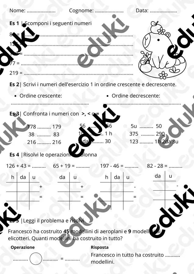 Verifica matematica - I quad. classe 2° Esercizi - Verifica matematica - I quad. classe 2° - Maestra Federica_ - Pagina di copertina