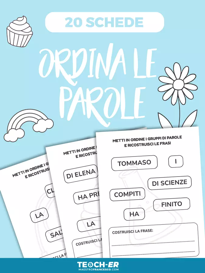 Costruzione della frase: Ordina le parole Esercizi - Costruzione della frase: Ordina le parole - Maestro Francesco - Pagina di copertina