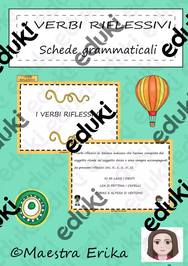I verbi riflessivi, schede grammaticali Altro tipo di materiale - I verbi riflessivi, schede grammaticali - Maestra Erika - Pagina di copertina