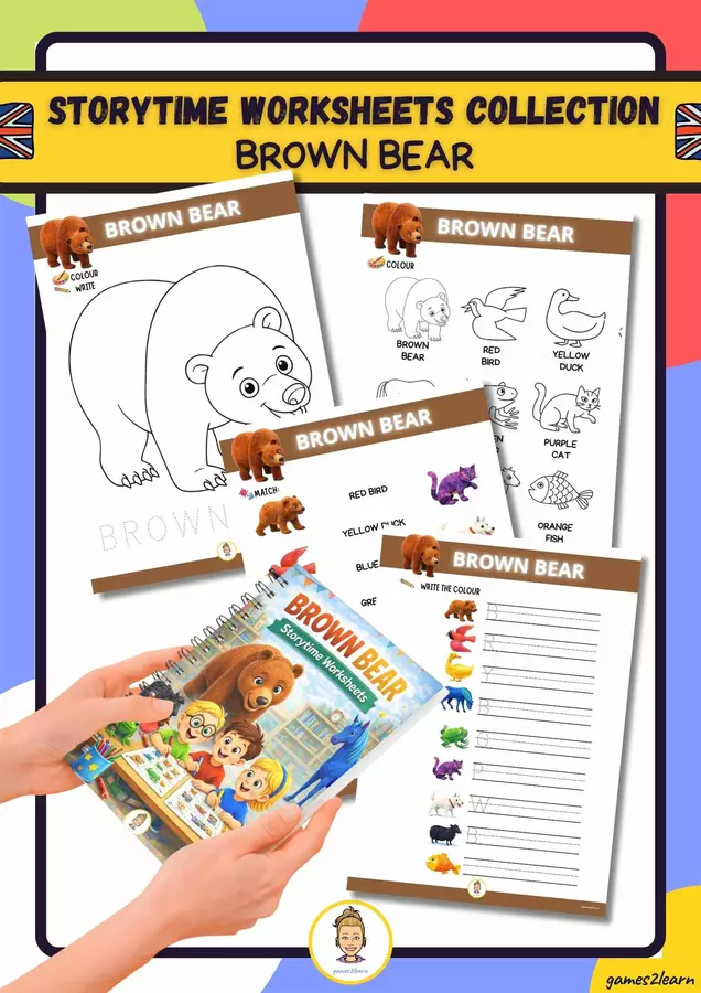 BROWN BEAR STORYTIME WHORKSHEETS COLLECTION Esercizi - BROWN BEAR STORYTIME WHORKSHEETS COLLECTION - games2learn - Pagina di copertina