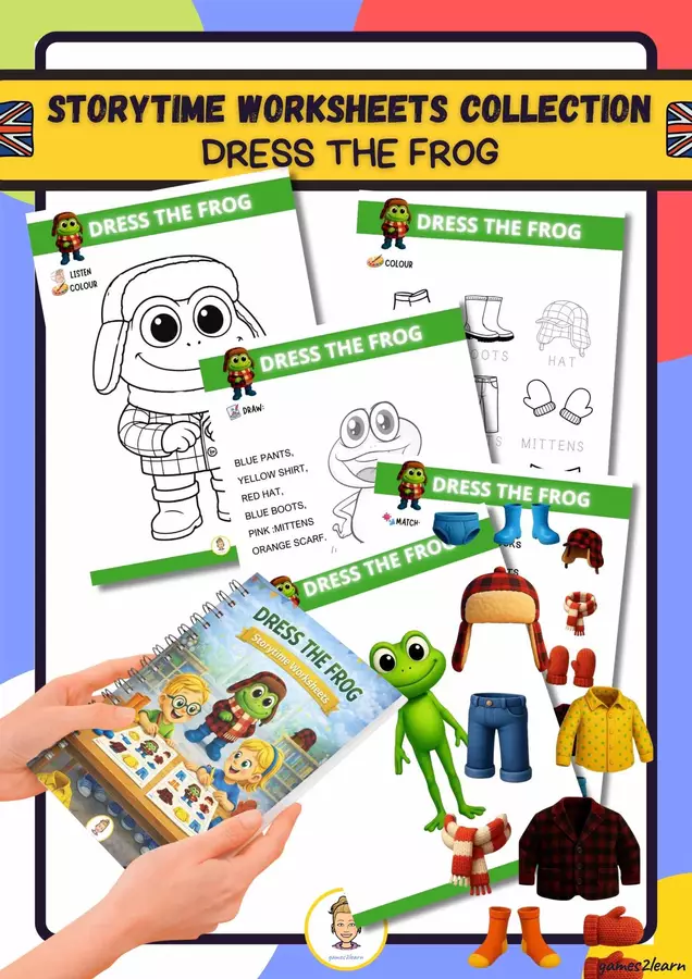 DRESS THE FROG - STORYTIME WHORKSHEETS COLLECTION Esercizi - DRESS THE FROG - STORYTIME WHORKSHEETS COLLECTION - games2learn - Materiali e giochi per l'autunno, Halloween e Natale - Pagina di copertina
