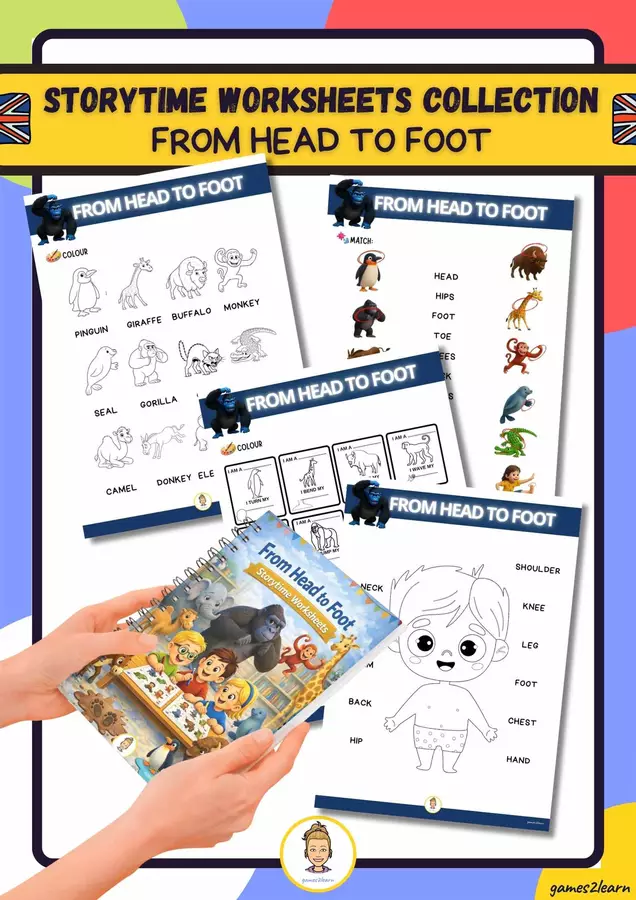 FROM HEAD TO FOOT - STORYTIME WHORKSHEETS COLLECTION Esercizi - FROM HEAD TO FOOT - STORYTIME WHORKSHEETS COLLECTION - games2learn - Pagina di copertina