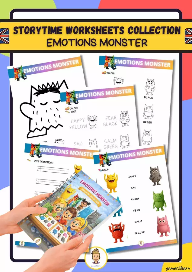 EMOTIONS MONSTER- STORYTIME WHORKSHEETS COLLECTION Esercizi - EMOTIONS MONSTER- STORYTIME WHORKSHEETS COLLECTION - games2learn - Pagina di copertina