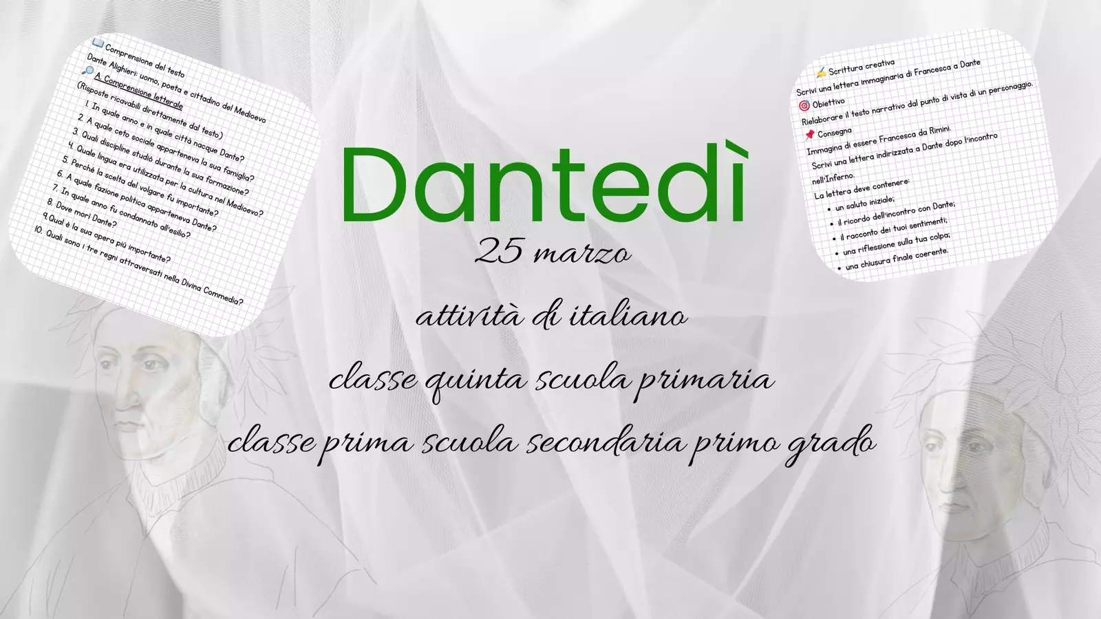 📜 UNITÀ DIDATTICA IL DANTEDÌ (attività di italiano classe quinta scuola primaria e classe prima scuola secondaria di primo grado) Materiale di supporto/inclusione - 📜 UNITÀ DIDATTICA IL DANTEDÌ (attività di italiano classe quinta scuola primaria e classe prima scuola secondaria di primo grado) - Maestra Nada - Pagina di copertina