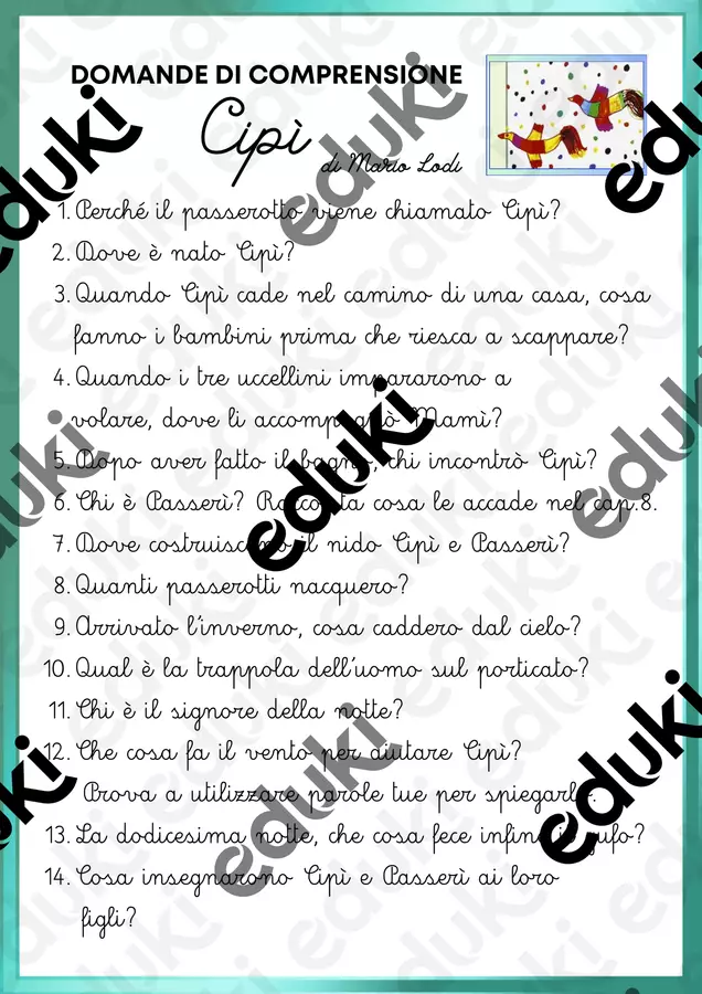 Cipì - Domande di comprensione Esercizi - Cipì - Domande di comprensione - Maestra*Fede - Pagina di copertina